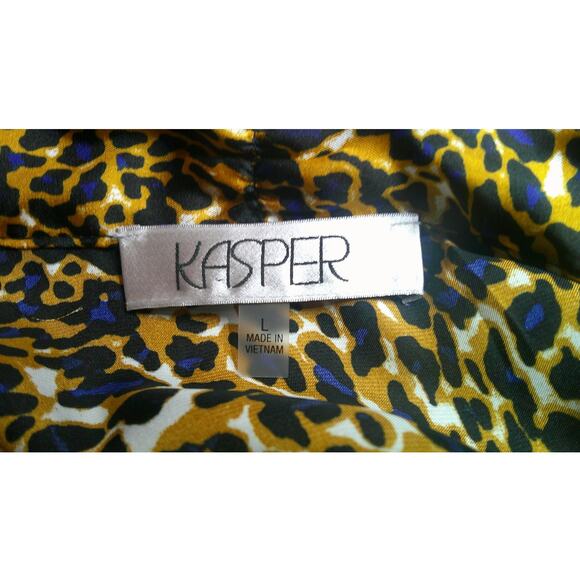 Kasper Women's Leopard Long Sleeve Blouse Marigold Combo - Picture 7 of 8